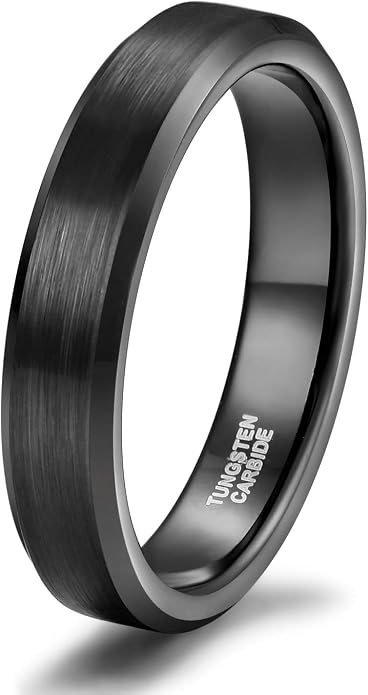 TRUMIUM 2mm 4mm 6mm 8mm 10mm Tungsten Ring Wedding Band for Women Men Bevel Edges Brushed Comfort Fit Size 4-15