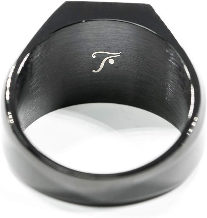 Jewelry | Stainless Steel Letter Alphabet Initial Ring | Square Flat Top Ring for Men & Women | Stainless Steel Jewelry, (Black, Gold, Silver), Size 7-16