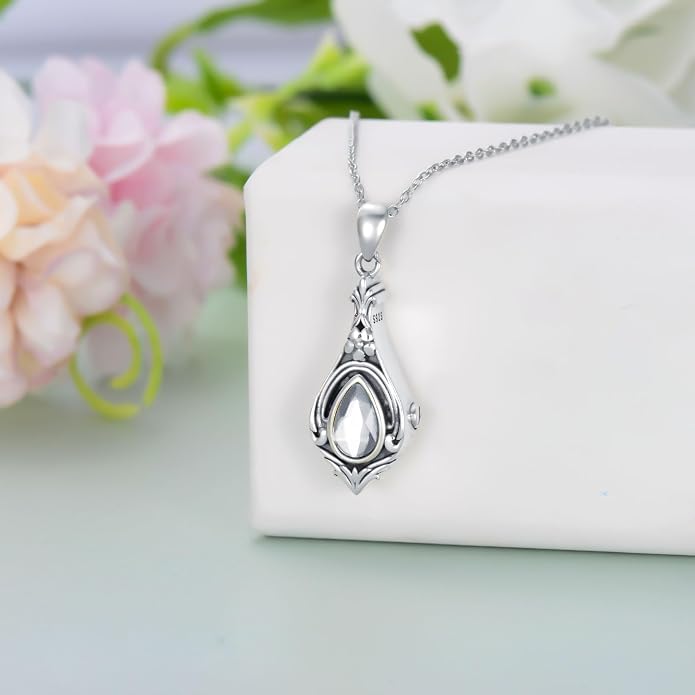 Seiyang Urn Necklace for Ashes 925 Sterling Silver with Birthstone Cremation Jewelry Keepsake Ashes Pendant Necklace Memorial Jewelry for Women Loved One