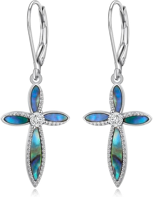 925 Sterling Silver Filigree Dangle Drop Earrings Daisy/Lotus/Rose Flower/Moonstone Leverback Teardrop Earrings for Women Infinity Celtic Knot Daisy Lotus Jewelry for Mothers Day