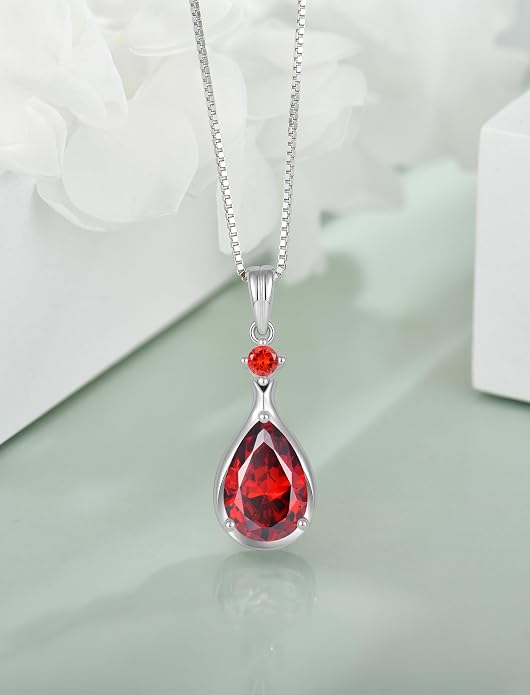 Birthstone Necklace for Women Teardrop Necklace S925 Sterling Silver Infinity Love Pendant for Mom Women