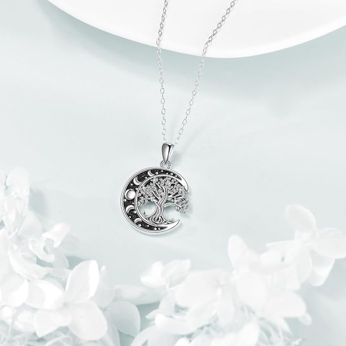 Sun and Moon Necklace 925 Sterling Silver Sun Moon Pendant Gemstone Jewelry Gifts for Women