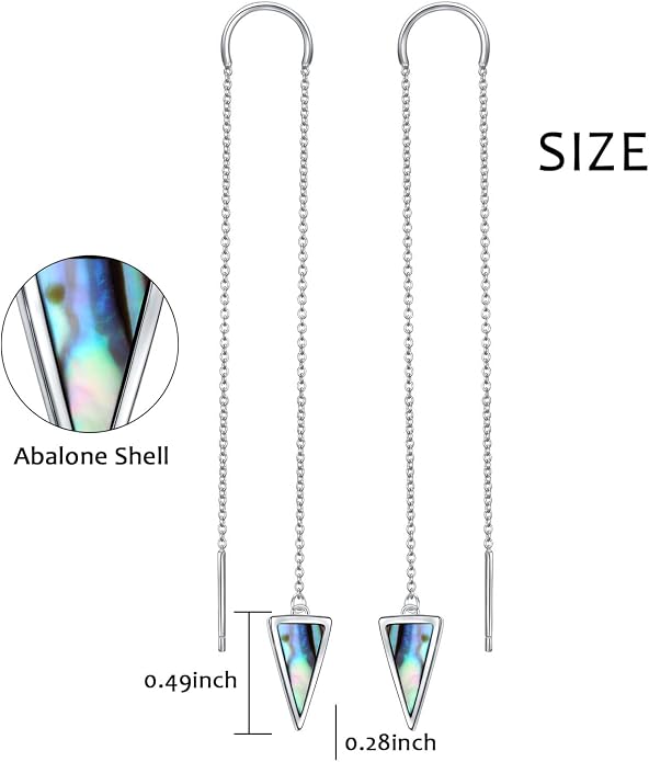 Threader Earrings Triangle Earrings Sterling Silver Created Opal Dangle Drop Long Chain Earring for Women Thread Earrings