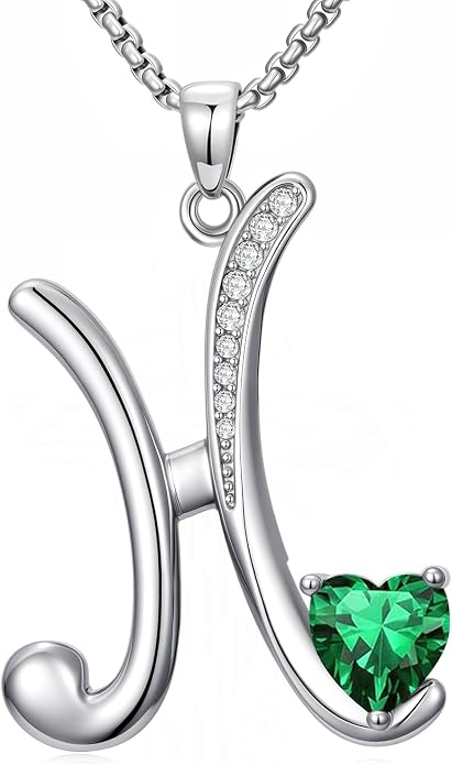 Birthday Gifts for Women Alphabet A to Z Initial Birthstone Pendant Necklaces for Women - 18k White Gold Plated Personalized Name Jewelry Anniversary Graduation Gifts for Wife Her Daughter Girlfriend(with Gift Box)