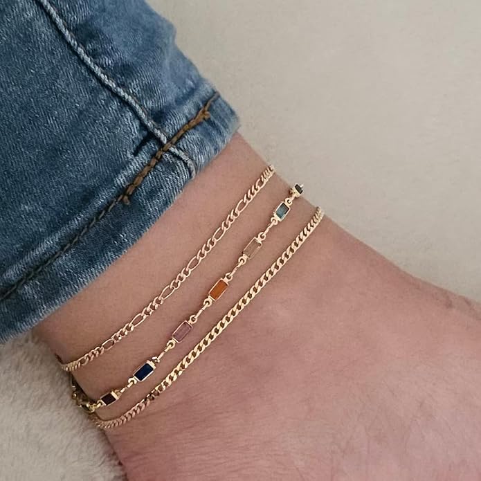 Rotnso Anklets for Women 14K Gold Silver Plated Ankle Bracelets Trendy Waterproof Boho Anklets Set Adjustable Dainty Cute Diamond Beaded Heart Non Tarnish Summer Beach Jewelry Gift