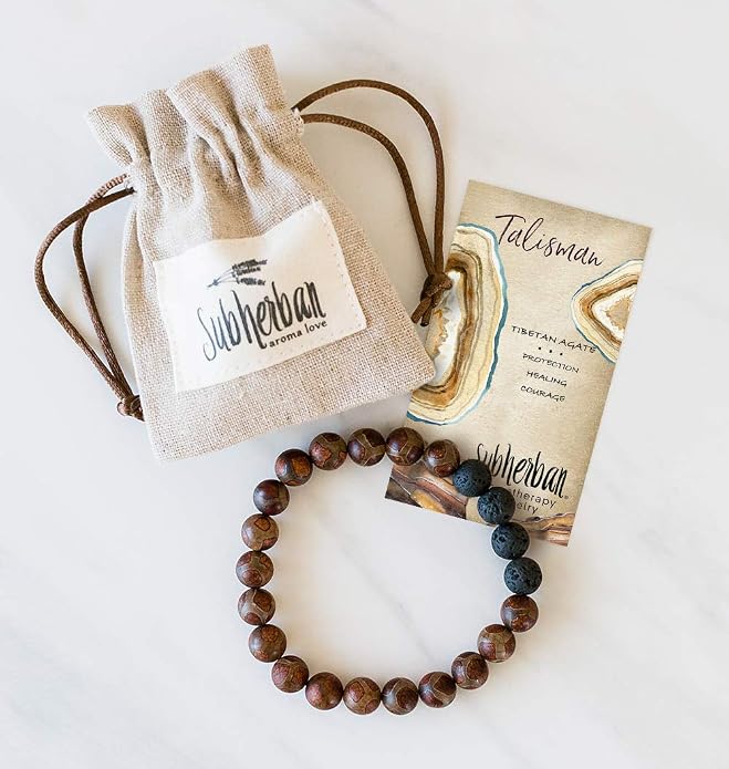 Lava Rock Bracelet Essential Oil Bracelet - Handmade in the USA - Lava Stone Bracelet for Men - Oil Diffuser Lava Rock - Aromatherapy Oil Bracelets - Relaxation Gifts for Men