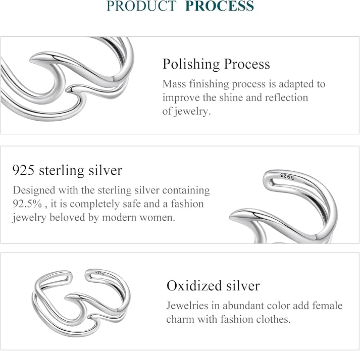 MUNDELL 925 Sterling Silver Simple Multi-layer Leaf Adjustable Ring Green Lucky Leaves Statement Ring for Women Promise Ring Fine Jewelry