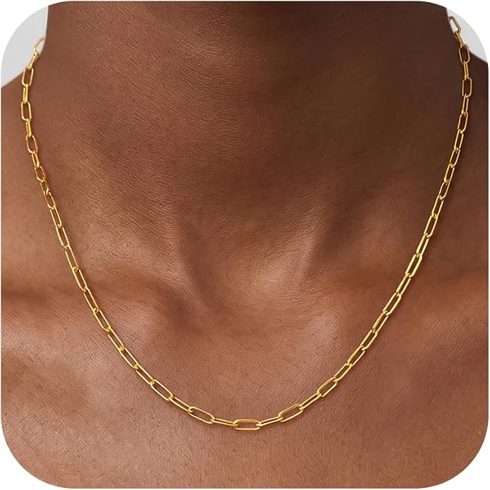 S925 Sterling Silver Necklace for Women, 4mm Sterling Silver Paperclip Chain Necklace Thick Sturdy Colourfast Necklaces Jewelry for Women 16/18/20/22 Inch