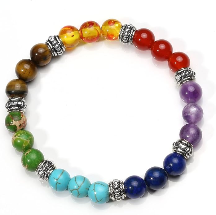 Eigso 7 Chakra Diffuser Bracelets Set for Women Men Reiki Healing Meditation Lava Rock Stone Beads