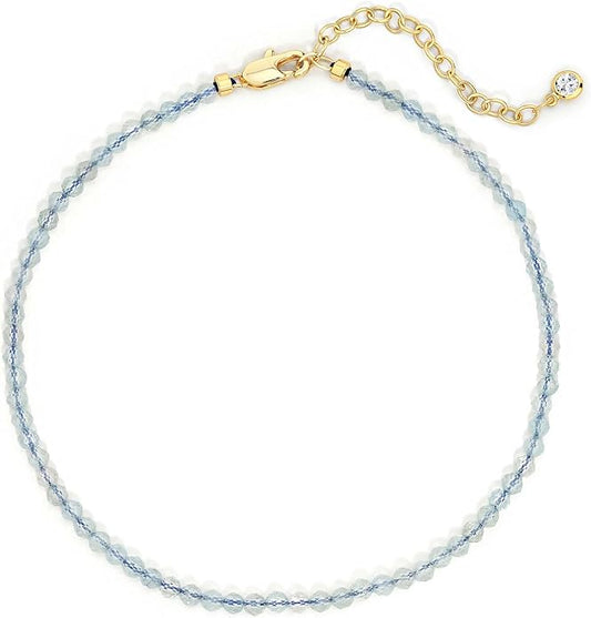 DREMMY STUDIOS Gold Anklet Bracelets for Women 14K Gold Plated Stone Handmade Beaded Link Chain Anklets Jewelry Gift