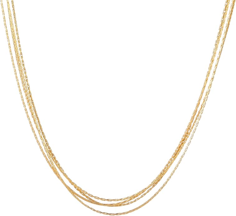 18K Gold Plated Layered Herringbone Necklaces for Women Dainty Layering Beaded Snake Chain Choker Moon Coin Pendant Necklace Trendy Stainless Steel Jewelry