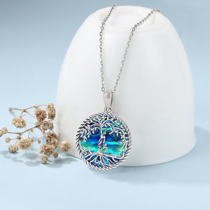 Odinstone Tree of Life Necklace, Sterling Silver Pendant for Women Family Tree Necklaces Jewelry for Mom/Wife/Grandma(With Fine Gift Box)