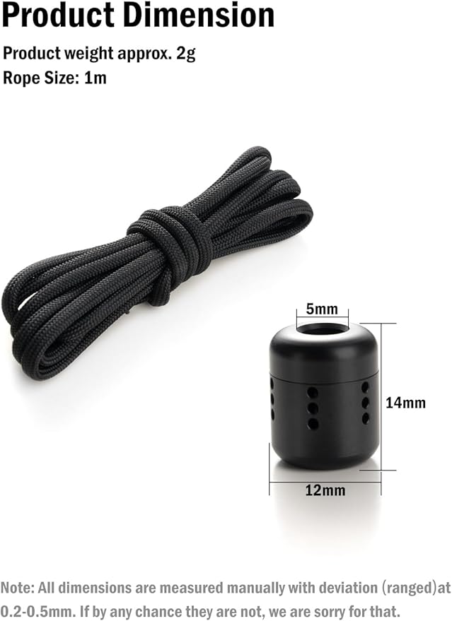 VIPERADE VAB5 PEI Paracord Beads, Knife Lanyard Beads with 6 Slots for DIY Glow Tubes, EDC Bead for Flashlight Knife Pocket Tool Keychain Pendant