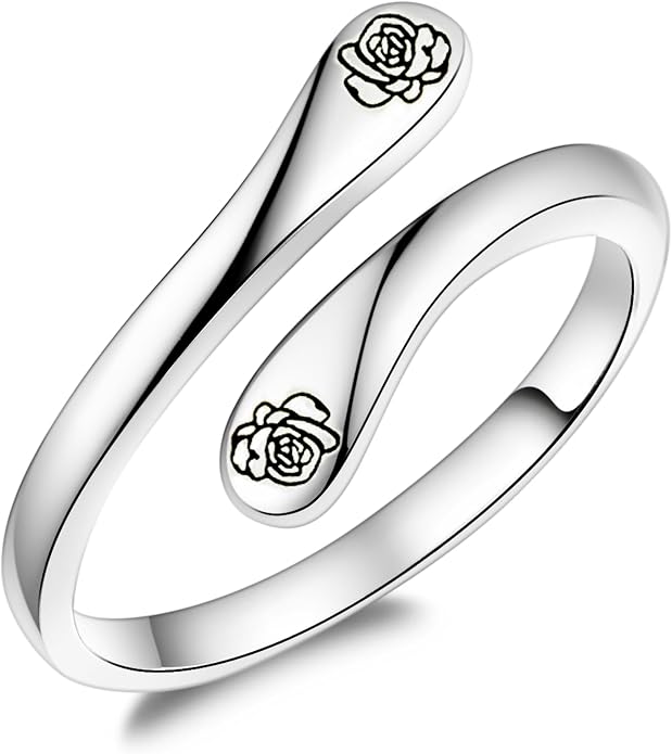 Fookduoduo 925 Sterling Silver Ring Inspirational Jewelry adjustable Wrap Open Rings for Women
