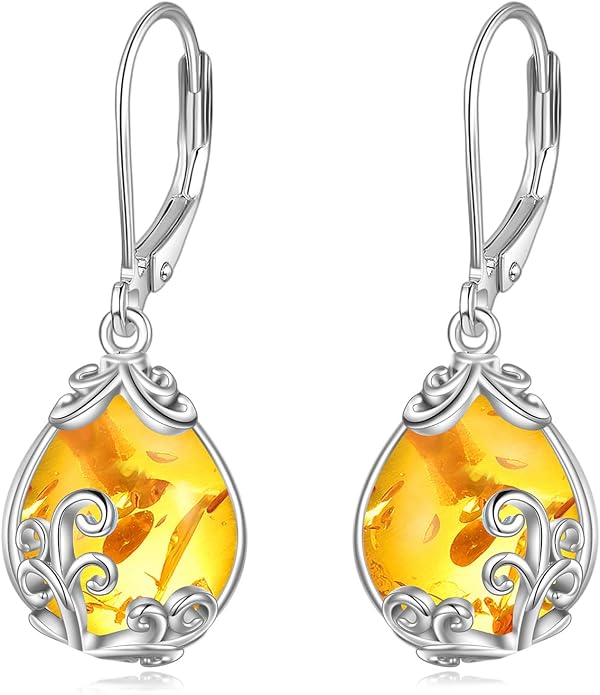 POPLYKE Celtic Filigree Teardrop Drop Dangle Earrings Sterling Silver Leverback Earrings Jewelry for Women