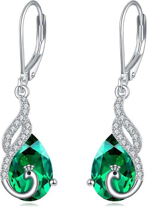 POPLYKE Dragonfly Butterfly Hummingbird Sunflower Earrings 925 Sterling Silver Abalone Shell Moonstone Leverback Earrings Jewelry