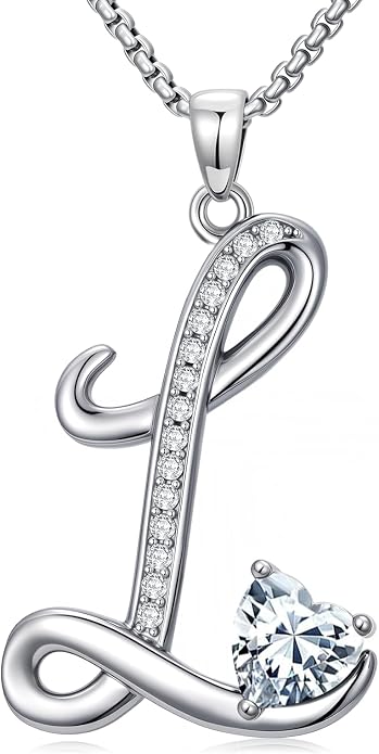 Birthday Gifts for Women Alphabet A to Z Initial Birthstone Pendant Necklaces for Women - 18k White Gold Plated Personalized Name Jewelry Anniversary Graduation Gifts for Wife Her Daughter Girlfriend(with Gift Box)