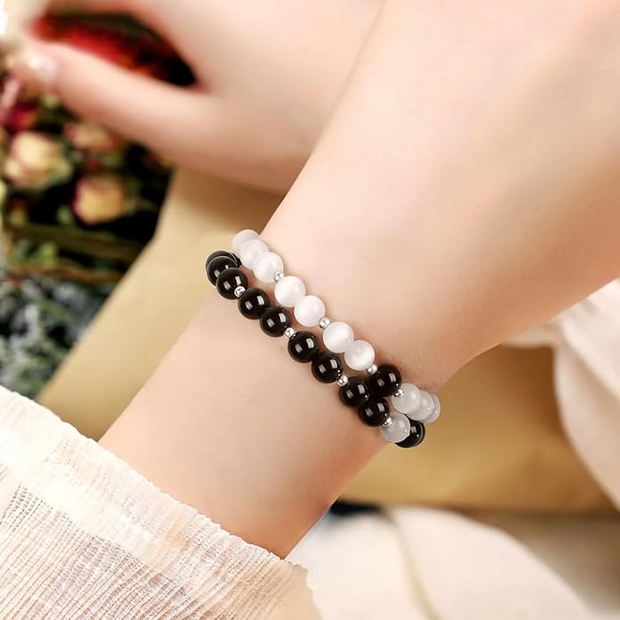 Pure Natural Round Gemstone Bracelet Healing Crystal Stretch Beaded Bracelet Suitable for Men and Women