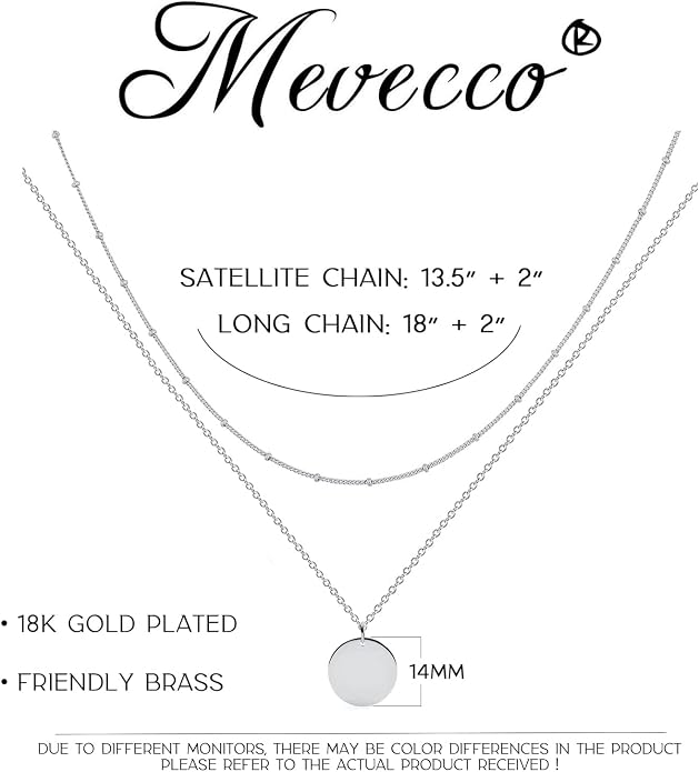MEVECCO Layered Heart Necklace Pendant Handmade 18k Gold Plated Dainty Gold Choker Arrow Bar Layering Long Necklace for Women