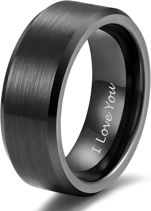 TRUMIUM 2mm 4mm 6mm 8mm 10mm Tungsten Ring Wedding Band for Women Men Bevel Edges Brushed Comfort Fit Size 4-15