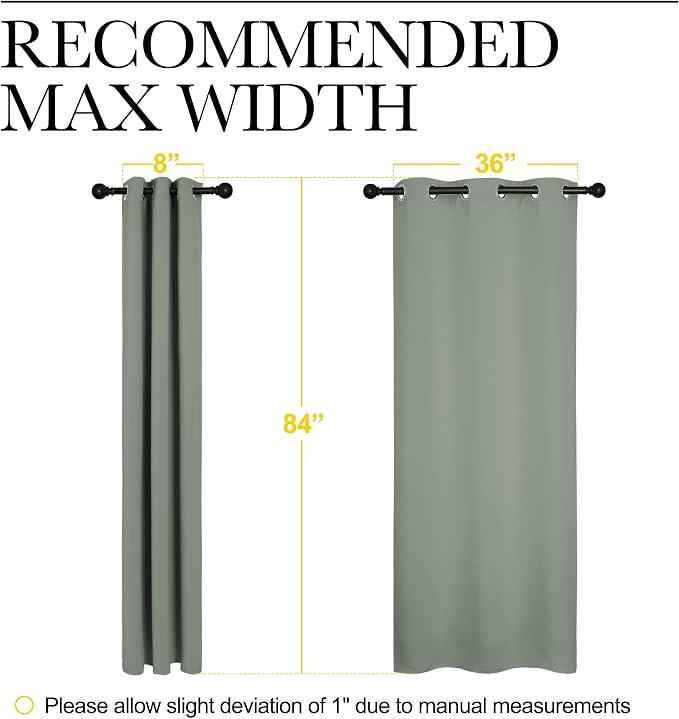 NICETOWN 84 inches Blackout Curtains for Office and Theater, Thermal Insulated Solid Grommet Drapes for Living Room (Sage Green, 1 Pair, 42 inches Wide)