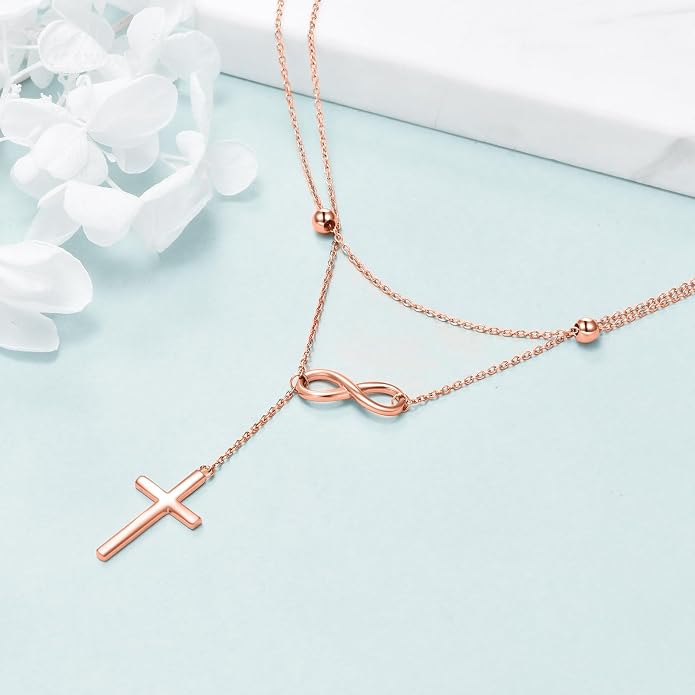 MONGAS Tree of Life/Infinity Cross/Lock and Key/Lotus/Hamsa/Horse/Strawberry/Opal/Lariat/Dragonfly/Heart/Violin Layered Necklace Sterling Silver for Women
