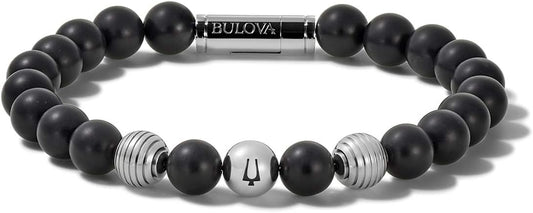 Men's Classic Beaded Bracelet with Cylinder Clasp