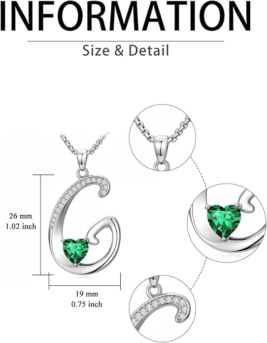 Birthday Gifts for Women Alphabet A to Z Initial Birthstone Pendant Necklaces for Women - 18k White Gold Plated Personalized Name Jewelry Anniversary Graduation Gifts for Wife Her Daughter Girlfriend(with Gift Box)