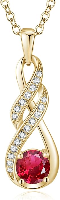 Birthstone Necklaces for Women 925 Sterling Silver Infinity Pendant Created Gemstone Jewelry for Her, 16"+2"