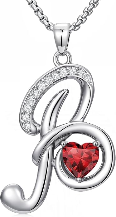Birthday Gifts for Women Alphabet A to Z Initial Birthstone Pendant Necklaces for Women - 18k White Gold Plated Personalized Name Jewelry Anniversary Graduation Gifts for Wife Her Daughter Girlfriend(with Gift Box)