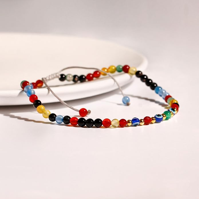 Evil Eye Ankle Bracelets for Women Beads Anklets Beach Accessiory Gemstone Healing Crystal Adjustable