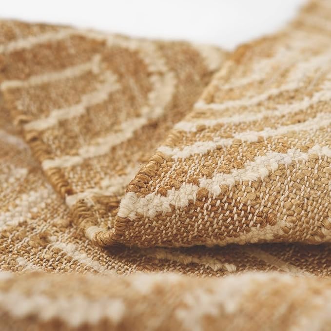 Tempaper Swell Natural and Cream Handwoven Jute and Wool Area Rug, 2'3" x 8'