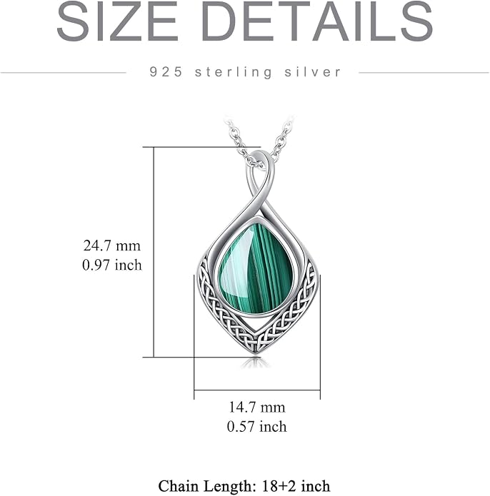 PELOVNY Celtic Knot Necklaces for Women 925 Sterling Silver Gemstone/Birthstone Teardrop Infinity Necklace Irish Celtic Pendant Jewelry Gifts for Mom Daughter Wife