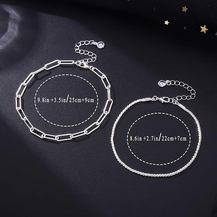Yalice 925 Sterling Silver Ankle Bracelets for Women Dainty 14K Gold Plated Anklets Set Shiny Waterproof Ankle Chain Cross Beach Foot Jewelry Gifts