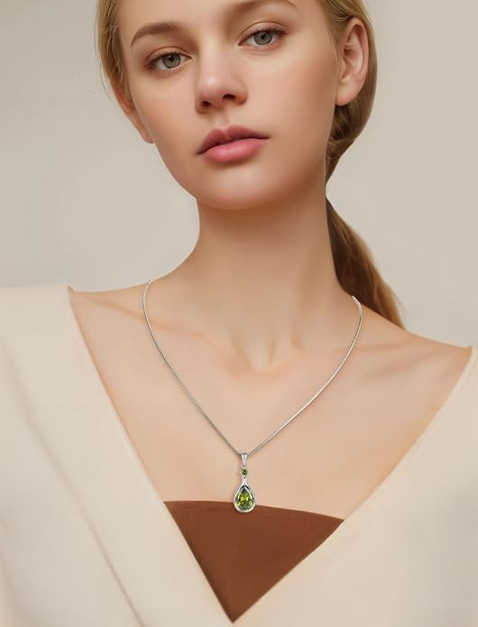 Birthstone Necklace for Women Teardrop Necklace S925 Sterling Silver Infinity Love Pendant for Mom Women