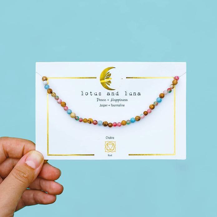 Lotus and Luna 7 Chakra Necklace for Women - Healing Crystal Necklace with Genuine Stones (Master Healer) to Bring Balance and Healing to Mind and Body - Handmade Jewelry Gift