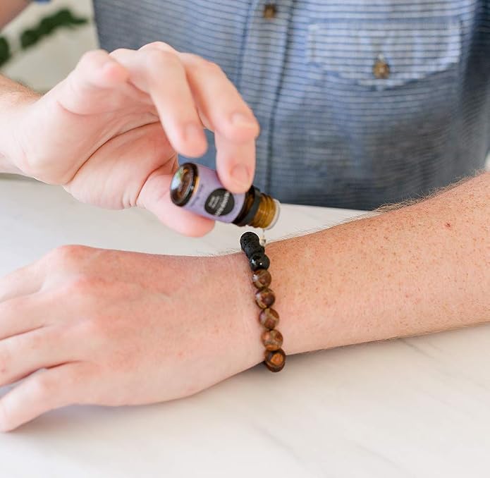 Lava Rock Bracelet Essential Oil Bracelet - Handmade in the USA - Lava Stone Bracelet for Men - Oil Diffuser Lava Rock - Aromatherapy Oil Bracelets - Relaxation Gifts for Men