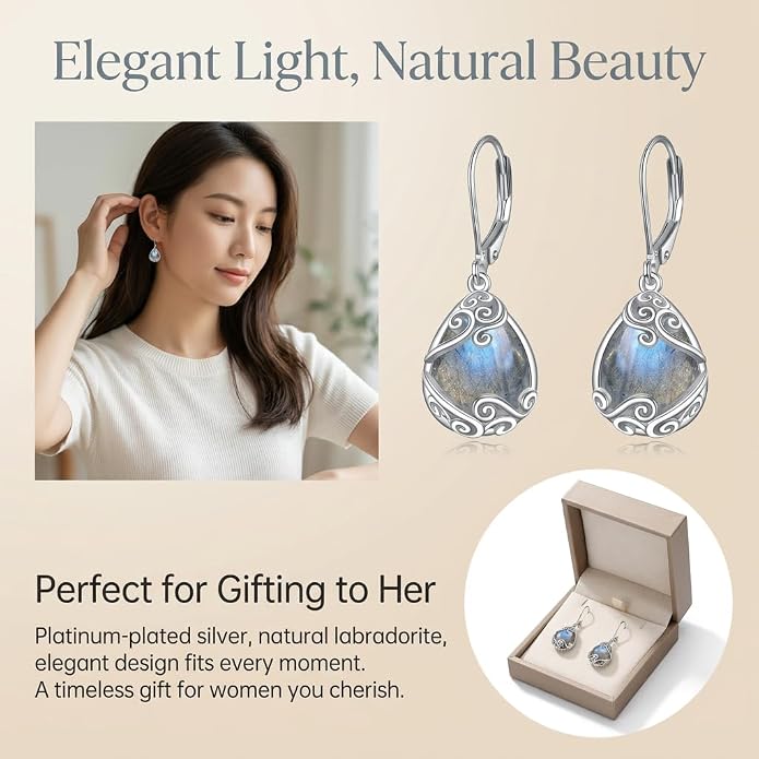Teardrop Tree of Life/Filigree Earrings for Women Dangle Leverback Earrings Jewelry Gift Anniversary For Her