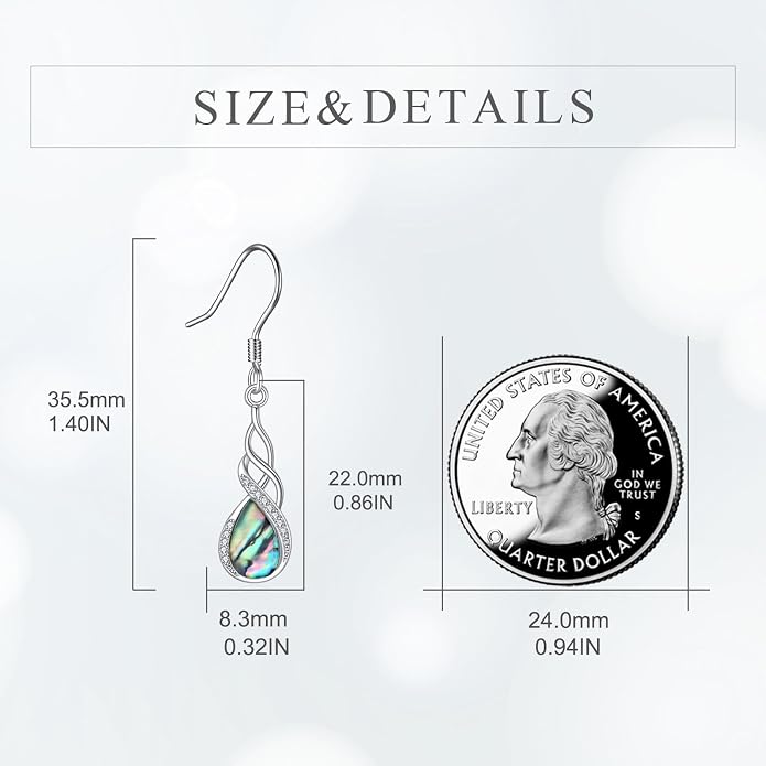 Larimar/Turquoise/Moonstone/Black Onyx/Abalone Shell Earrings for Women Sterling Silver Drop Earrings Jewelry Gift for Women