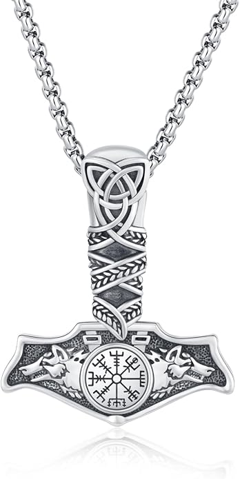 Viking Necklace 925 Sterling Silver Celtic Nordic Runes Amulet Necklace Viking Jewelry for Men Women