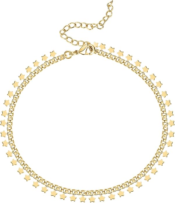 PAVOI 14K Gold Plated Anklet for Women - Trendy Link Chain Ankle Bracelet Summer Jewelry - Boho Dainty Anklets with Cubic Zirconia, Beaded, Evil Eye, Star, Station, Pearls Adjustable Gold Jewelry