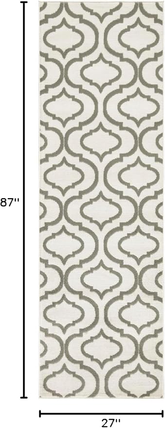 Nourison Home Jubilant Ivory Green 2'3" x 7'3" Area Rug - Easy Clean, Non Shedding, Bed Room, Living Room, Dining Room, Kitchen (7' Runner)