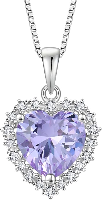 STARCHENIE 925 Sterling Silver Heart Birthstone Pendant Necklace for Women | Genuine 925 silver pendant, heart birthstone, love heart design, 925 silver 18+2" adjustable chain