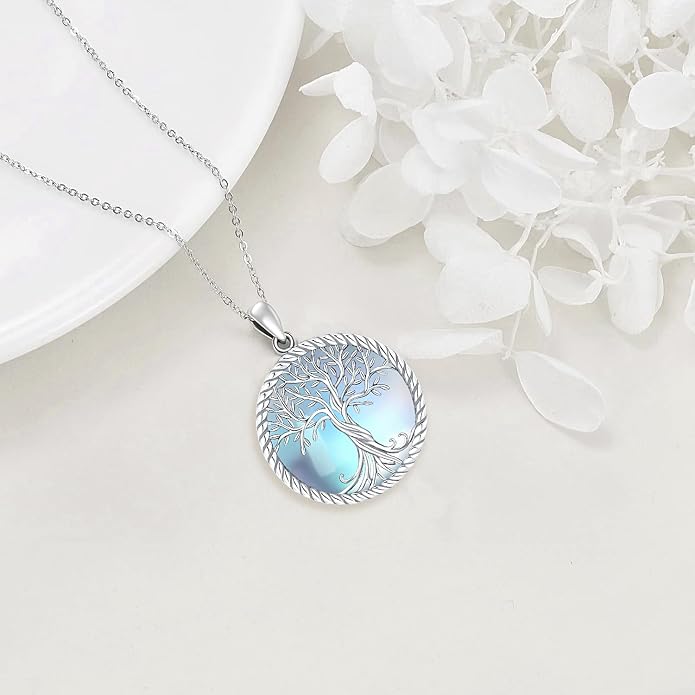 Odinstone Tree of Life Necklace, Sterling Silver Pendant for Women Family Tree Necklaces Jewelry for Mom/Wife/Grandma(With Fine Gift Box)