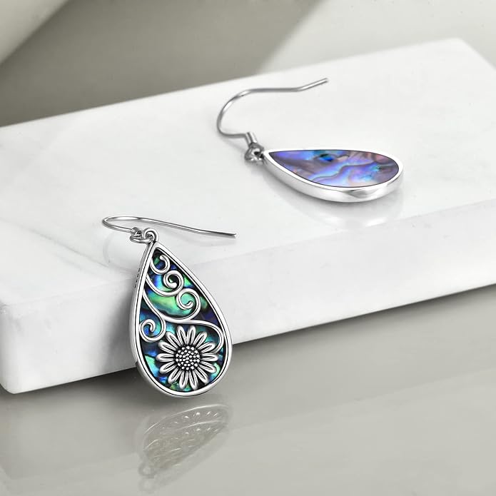POPLYKE 925 Sterling Silver Tree of Life Dangle Earrings for Women Fashion Abalone Shell Jewelry Gifts for Mom Sister Friend Birthday