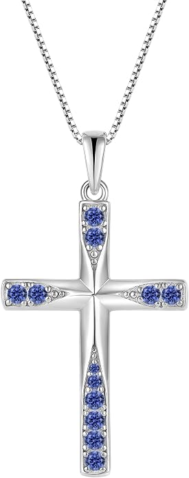 Cross Necklace for Women Birthstone Necklace for Women 925 Sterling Silver