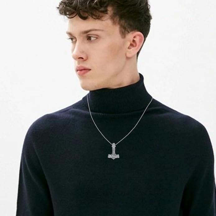 Viking Necklace 925 Sterling Silver Celtic Nordic Runes Amulet Necklace Viking Jewelry for Men Women