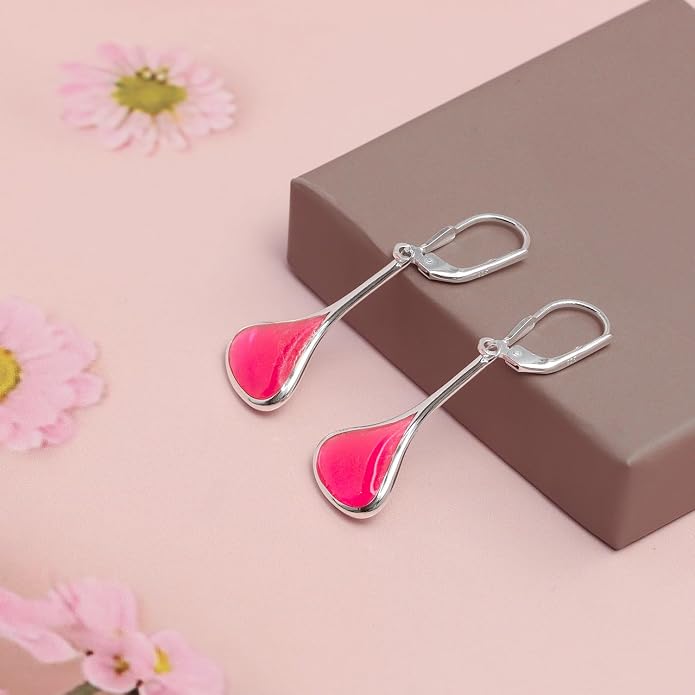 LeCalla 925 Sterling Silver Teardrop Dangle Earrings for Women | Lightweight Vertical Drop Dangle Earrings | Minimalist Dangling Earring Jewelry Gifts for Women