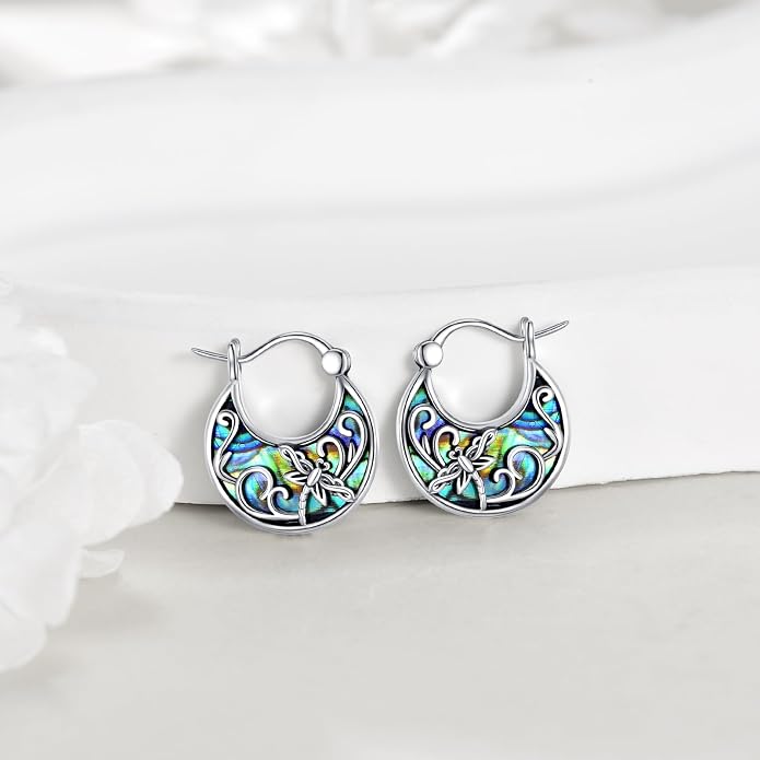 Tree of Life/Sunflower/Mountain/Daisy/Flower/Dragonfly/Butterfly/Earrings 925 Sterling Silver Hoop Earrings for Women