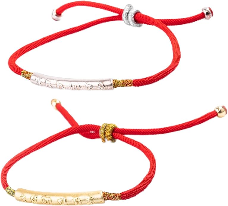 Buddha & Karma Tibetan Red String Bracelet - Handmade Buddhist Lucky Charm for Protection, Good Fortune & Positive Energy - Spiritual Bracelet for Men & Women - Adjustable Bracelets for Daily Wear